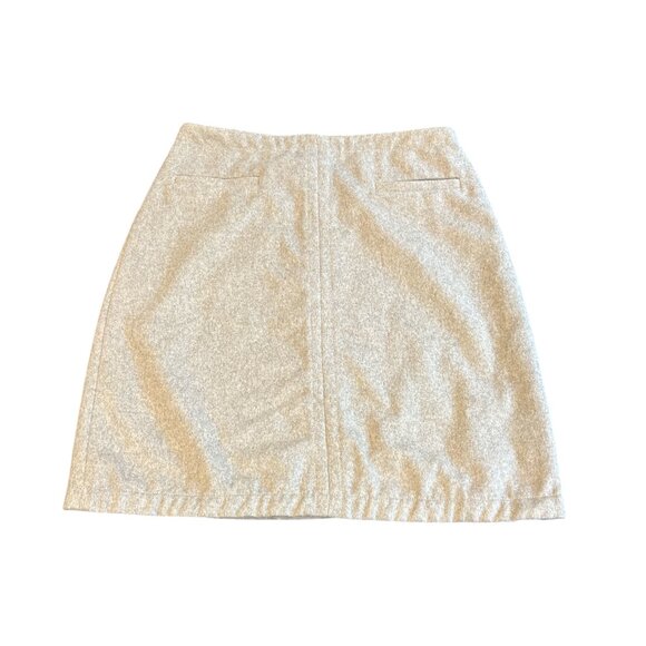 ANN TAYLOR Wool Skirt Sz 6 Taupe Cream Back Zip Front Pockets Knee Length - Picture 2 of 13